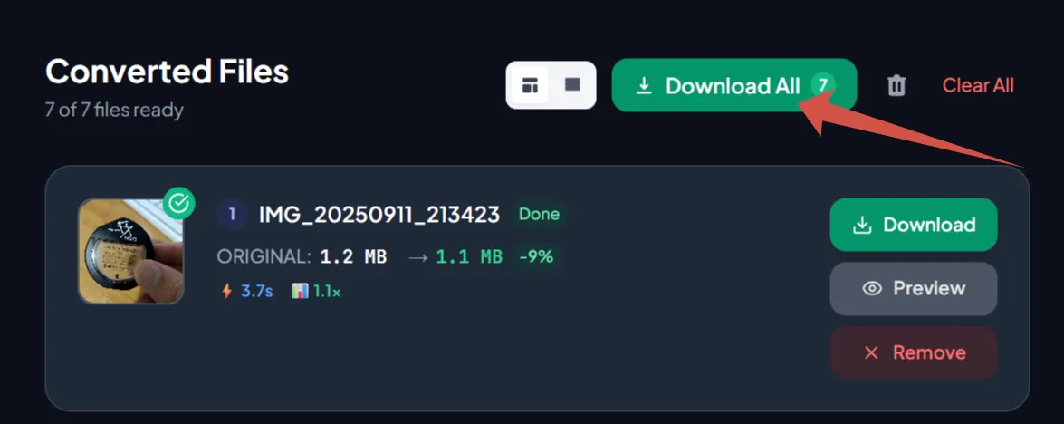 Download All button to get all converted JPG files as ZIP archive