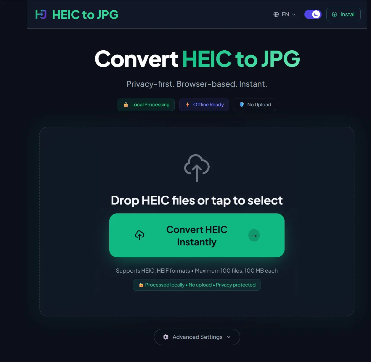 heictojpg.website homepage screenshot